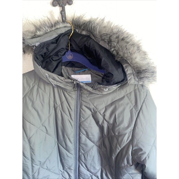 Colombia simply snowy down puffer jacket outdoor winter jacket cozy M Gray Fur - Picture 2 of 9